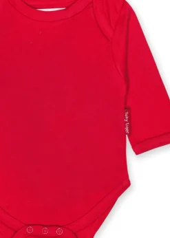 Toby Tiger Organic Red Basic Long-Sleeved Baby Body (Newborn - 12 months)