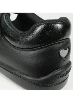 ToeZone Girls Black Amy Coated Leather Bunny School Shoe (Younger 8 - Older 2)