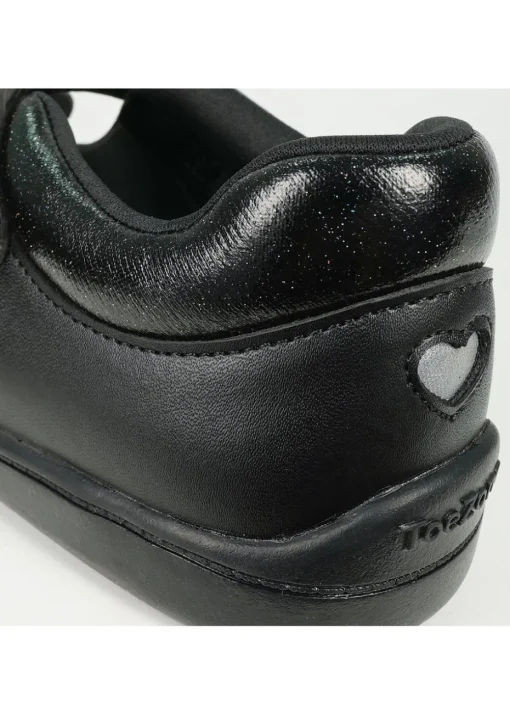 ToeZone Girls Black Amy Coated Leather Bunny School Shoe (Younger 8 - Older 2)