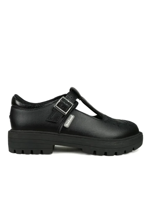 ToeZone Girls Black Anya Coated Leather T-Bar Unicorn School Shoe (Younger 8 - Older 2)