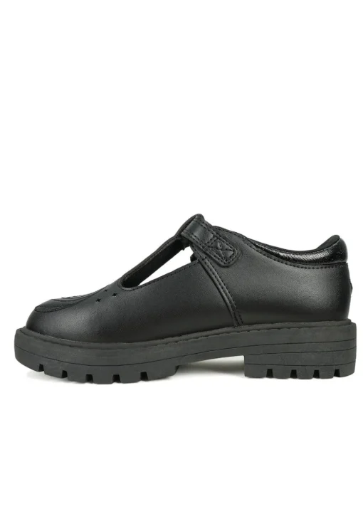 ToeZone Girls Black Anya Coated Leather T-Bar Unicorn School Shoe (Younger 8 - Older 2)