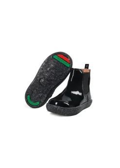 ToeZone Girls Black Harlow Patent Gusset Boot (Younger 4 - Younger 10)