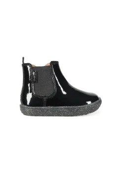 ToeZone Girls Black Harlow Patent Gusset Boot (Younger 4 - Younger 10)