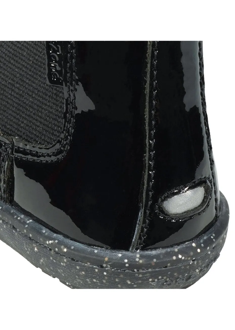 ToeZone Girls Black Harlow Patent Gusset Boot (Younger 4 - Younger 10)