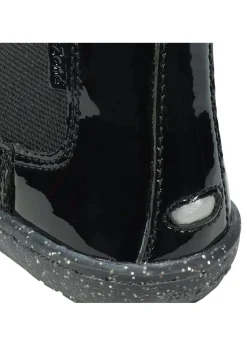 ToeZone Girls Black Harlow Patent Gusset Boot (Younger 4 - Younger 10)