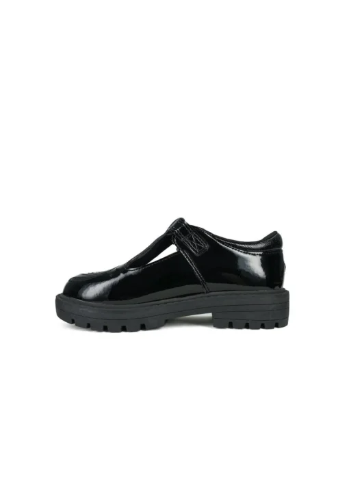 ToeZone Girls Black Luna Patent Unicorn Buckle School Shoe