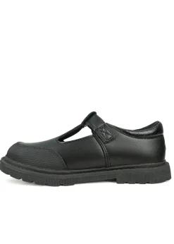 ToeZone Girls Black May Coated Leather T-Bar Unicorn School Shoe (Younger 8 - Older 2)