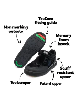 ToeZone Girls Black Sommer Ortholite Insole Technology Shoe (Younger 8- Older 2)