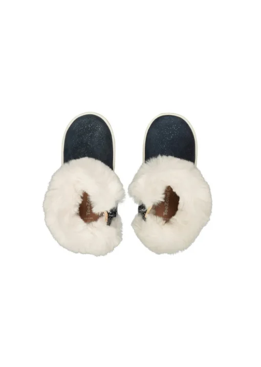ToeZone Girls Navy Freya Shimmer Fur Boot (Younger 4 - Younger 10)