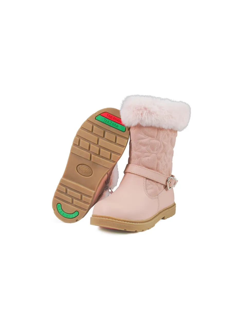 ToeZone Girls Pink Jo Fur Boot (Younger 8 - Younger 13)