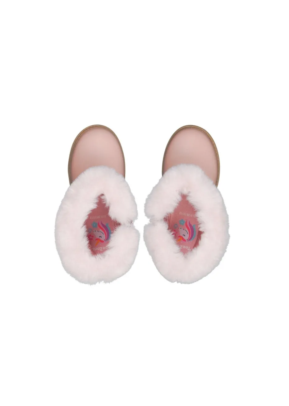 ToeZone Girls Pink Jo Fur Boot (Younger 8 - Younger 13)