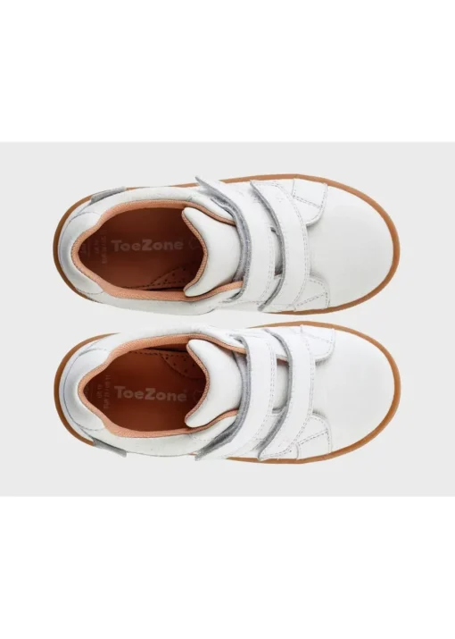 ToeZone Girls White Ariel Suede Rip Tape Trainers