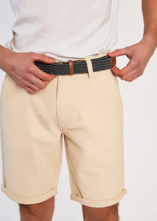 Tokyo Laundry Beige Cotton Belted Chino Shorts