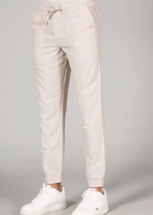 Tokyo Laundry Beige Linen Blend Classic Fit Trousers