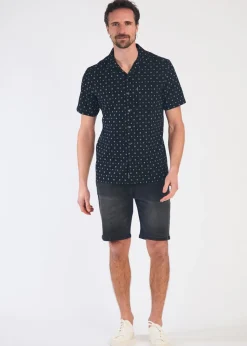 Tokyo Laundry Black Cotton Printed Short Sleeve Shirt