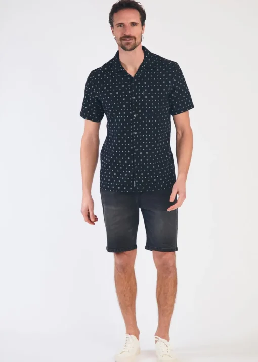 Tokyo Laundry Black Cotton Printed Short Sleeve Shirt