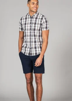 Tokyo Laundry Black Cotton Short Sleeve Button-Up Checked Shirt