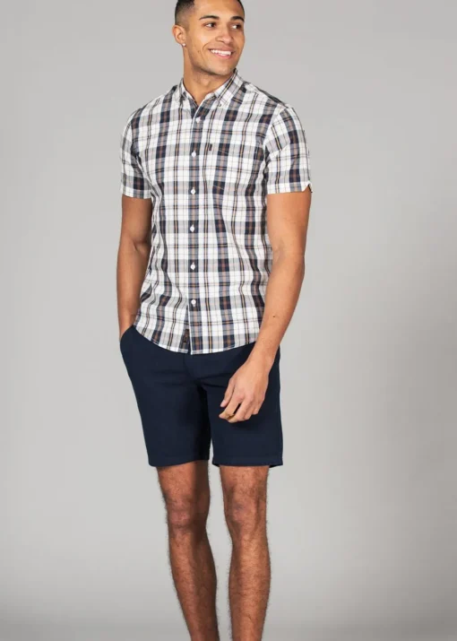 Tokyo Laundry Black Cotton Short Sleeve Button-Up Checked Shirt