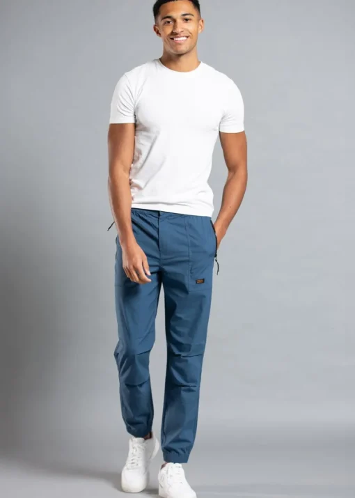 Tokyo Laundry Blue Cotton Cargo Trousers