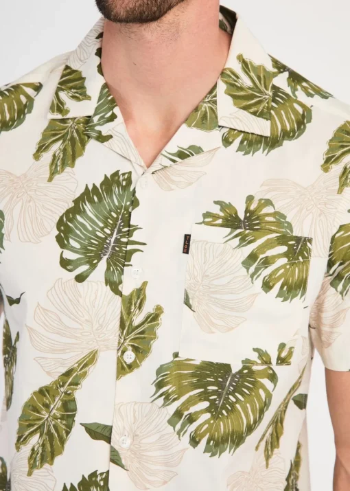 Tokyo Laundry Green Cotton Printed Poplin Short Sleeve Shirt