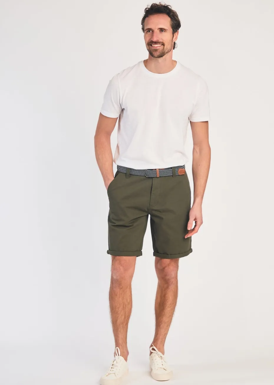 Tokyo Laundry Green Cotton Belted Chino Shorts