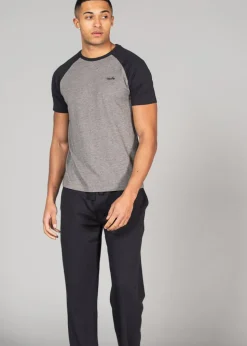 Tokyo Laundry Grey Cotton 2-Piece Raglan Top and Jersey Bottoms Set