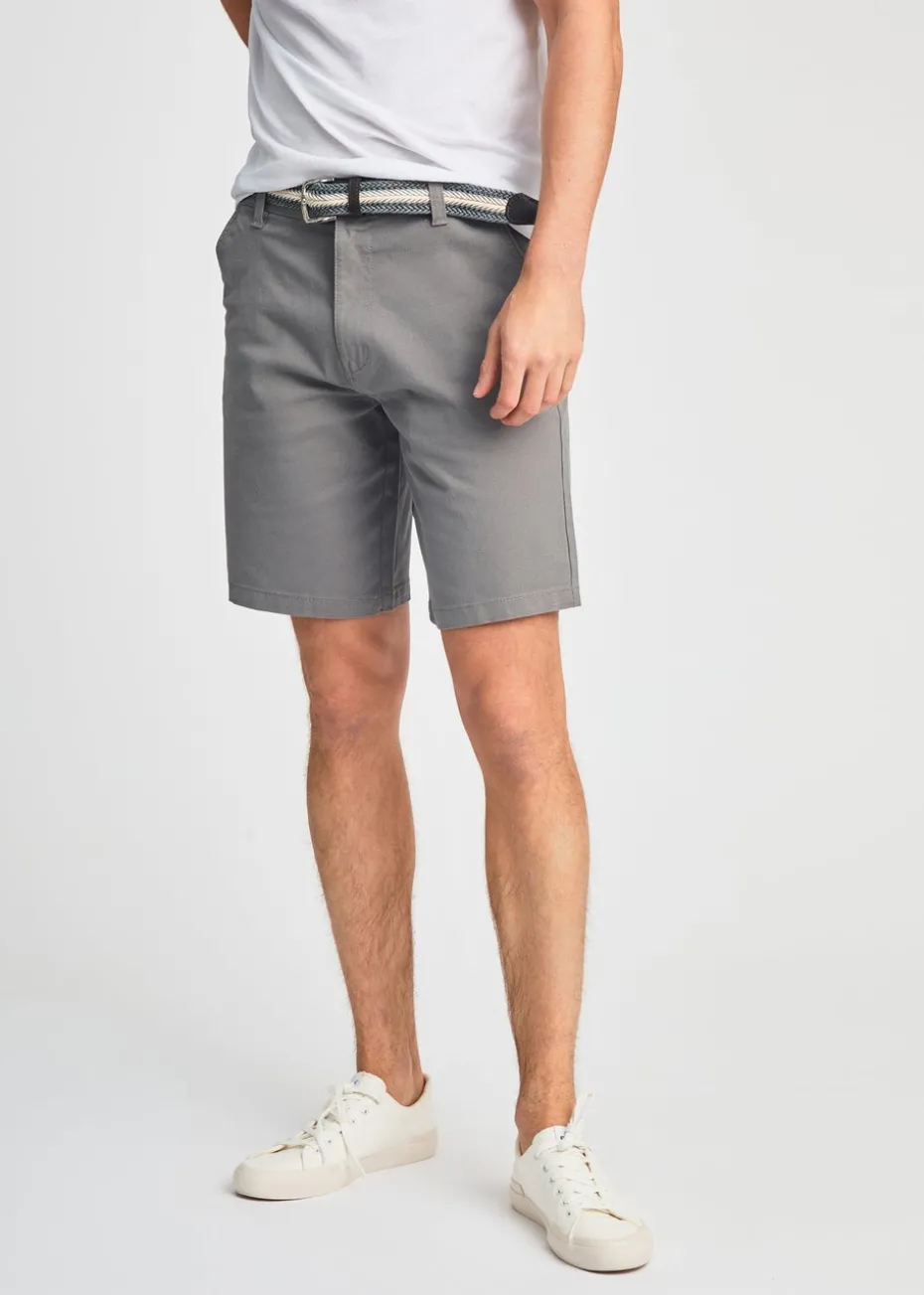 Tokyo Laundry Grey Cotton Chino Short With Belt