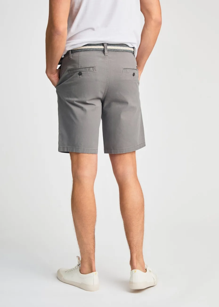 Tokyo Laundry Grey Cotton Chino Short With Belt