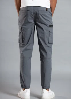 Tokyo Laundry Grey Cotton Blend Cargo Trousers with Zipped Hems