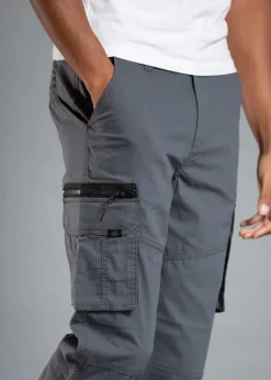 Tokyo Laundry Grey Cotton Blend Cargo Trousers with Zipped Hems