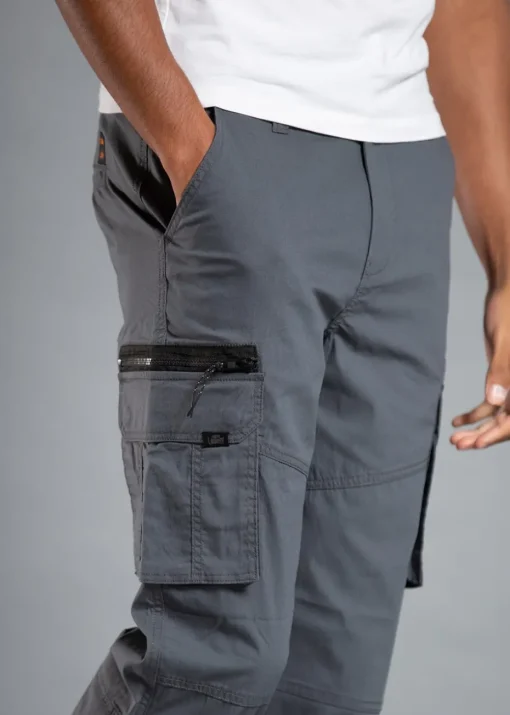 Tokyo Laundry Grey Cotton Blend Cargo Trousers with Zipped Hems