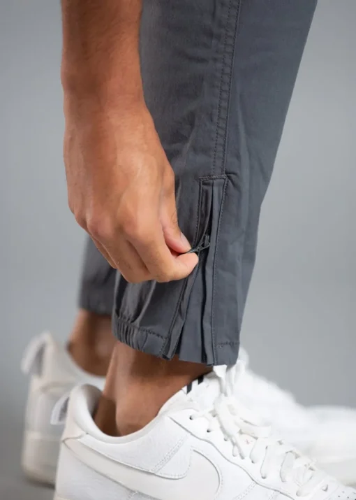 Tokyo Laundry Grey Cotton Blend Cargo Trousers with Zipped Hems