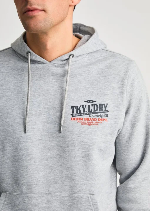 Tokyo Laundry Grey Printed Hoody With Drawcord