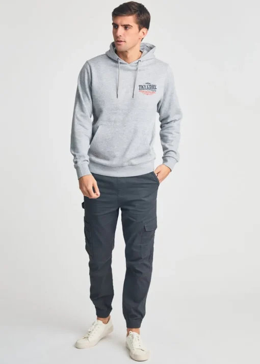 Tokyo Laundry Grey Printed Hoody With Drawcord