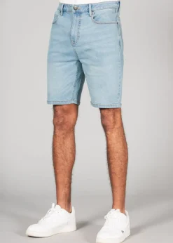 Tokyo Laundry Light Blue Cotton Blend Regular-Fit Denim Shorts