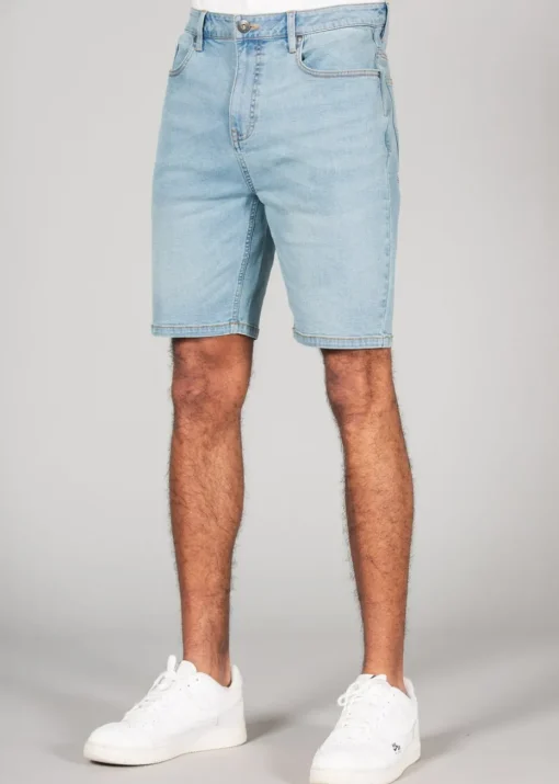 Tokyo Laundry Light Blue Cotton Blend Regular-Fit Denim Shorts