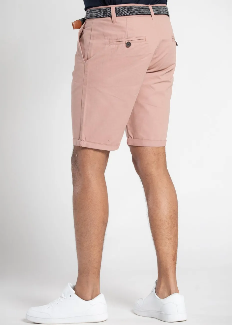 Tokyo Laundry Pink Cotton Belted Chino Shorts