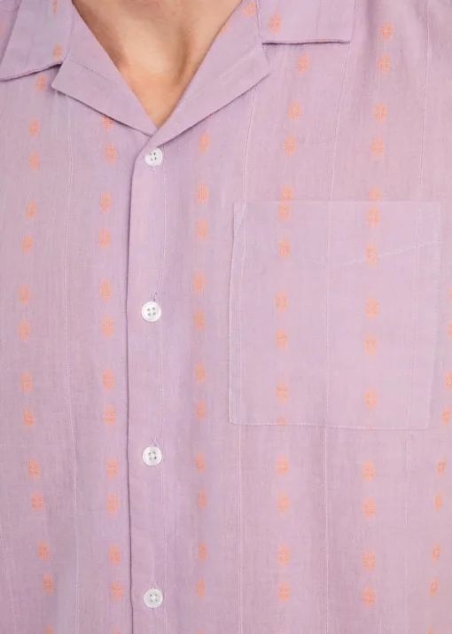 Tokyo Laundry Purple Cotton Short Sleeve Embroidered Shirt