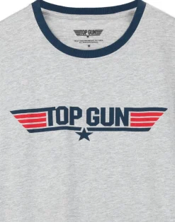 Top Gun Mens Black All Over Print Bottoms Pyjama Set