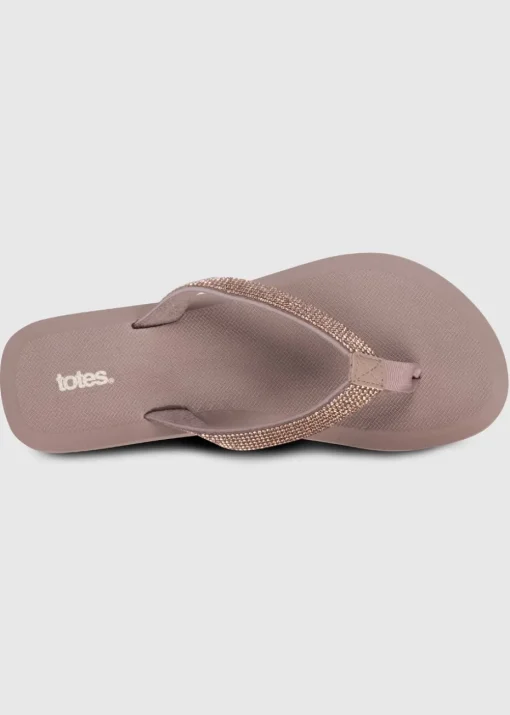 Totes Beige Beaded Toe Post
