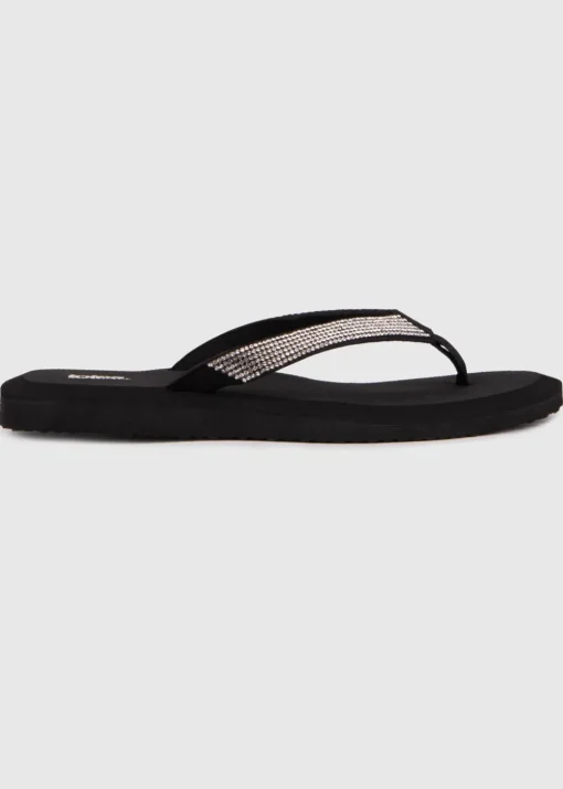 Totes Black Beaded Toe Post