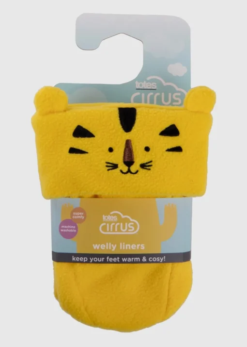 Totes Cirrus Yellow Childrens Novelty Welly Liner