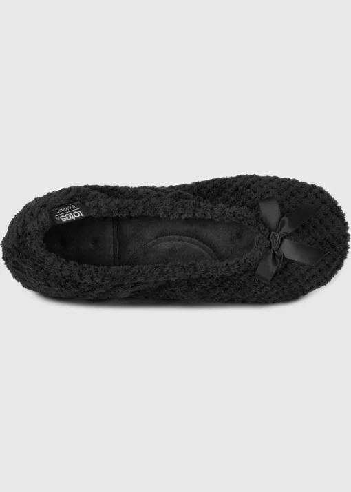 Totes Isotoner Black Ladies Popcorn Ballet Slippers