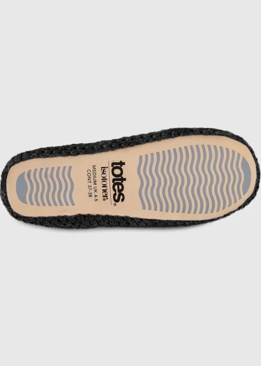 Totes Isotoner Black Ladies Popcorn Ballet Slippers