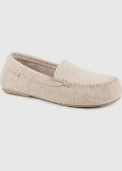 Totes Isotoner Cream  Textured Moccasin Slipper