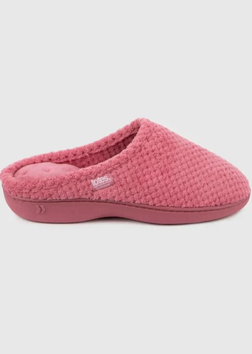 Totes Isotoner Dusty Pink Popcorn Terry Mule Slippers