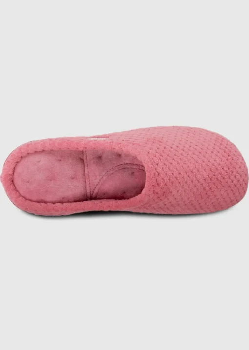 Totes Isotoner Dusty Pink Popcorn Terry Mule Slippers