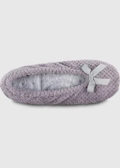 Totes Isotoner Grey Ladies Popcorn Ballet Slippers