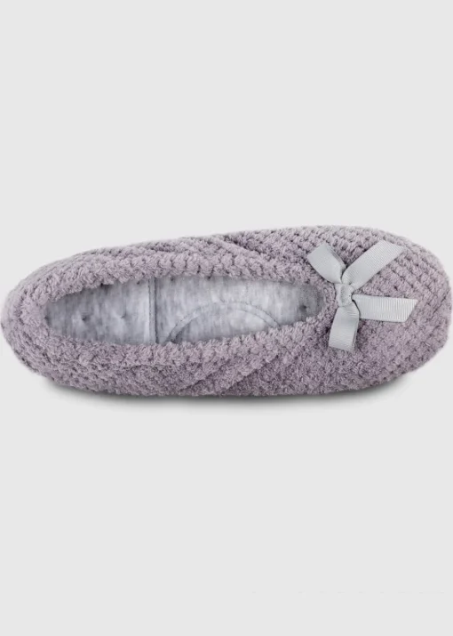 Totes Isotoner Grey Ladies Popcorn Ballet Slippers