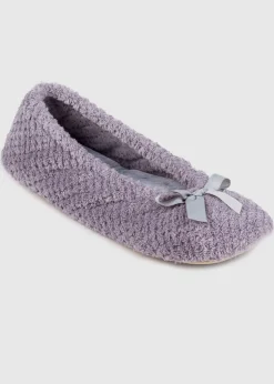 Totes Isotoner Grey Ladies Popcorn Ballet Slippers